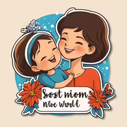 the happy mom is giving her son a hug