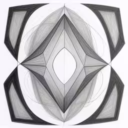 a drawing of a intersecting design in gray,a drawing of an object with lines and intersecting shapes