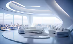a large white living room with couches in it