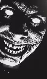 a person wearing a creepy mask on their head