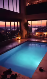 a very large swimming pool in the middle of a house