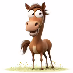 an animated horse with big eyes and big ears