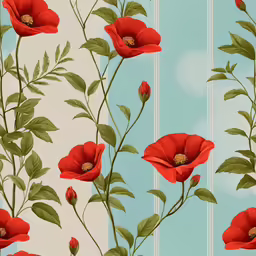 wallpaper featuring an image of red flowers in a pattern
