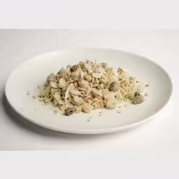 pasta shells and garlic tossed in white wine