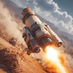 a rocket is being launched into the sky