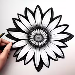 a person drawing a flower on a piece of paper