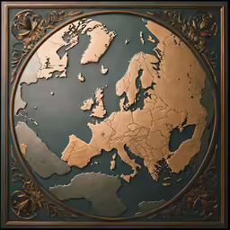 an intricately detailed picture with europe and the us
