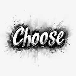 the word choose with ink on white background