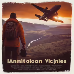 there is a man watching a plane take off