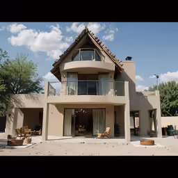 a very big pretty house with some chairs