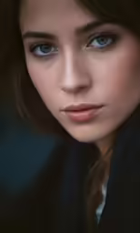 an image of a young woman with blue eyes