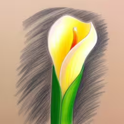 a drawing of a white and yellow flower,a drawing of a yellow and white flower,a flower is shown in this drawing of a flower,a colorful flower on a wall painted on the wall,a yellow flower sitting next to a white wall