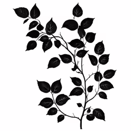 a branch of a tree with leaves on a white background