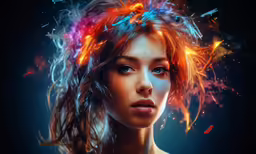 an artistic photo of a woman with bright hair