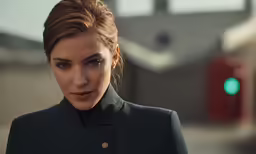 the woman is in the street with a jacket on