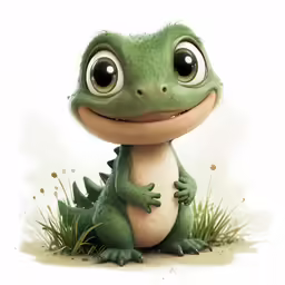 a digital painting of a green cartoon character