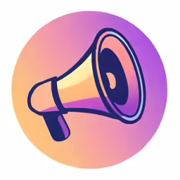a colorful colored bullhorn with a purple circle around it