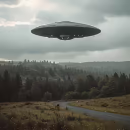 a view of a sky with a huge alien over it