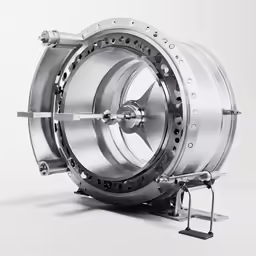 a metal mechanical device with nozzles is shown