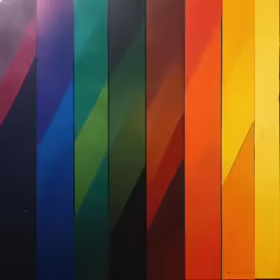 a bunch of strips are multi colored and being a diagonal art project