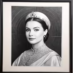 a drawing of a woman wearing a tiara