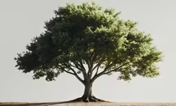 a very tall tree with green leaves in a field