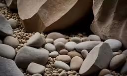 a rocky area with stones, gravel and rocks