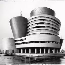 the building has a round structure with several stories