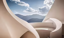 the top half of an arch has the sky visible above it