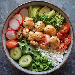 an assortment of vegetables are in a bowl