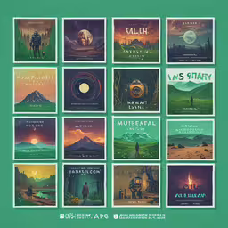 some of the posters on the poster are different colors,a series of different video game posters
