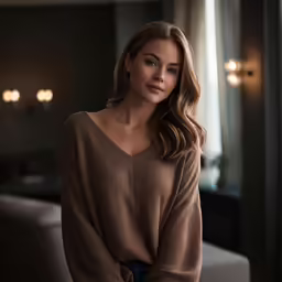 a beautiful young lady sitting on top of a chair