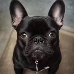 a close up of a small dog with an earstring