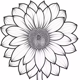 a large white flower that is drawn with the same line of art,the center of a sunflower on a white background