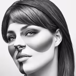 a black and white photo of a woman with her face partially covered