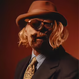 a man with a beard, sunglasses and a tie