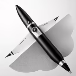 a pen is sitting on top of a white paper