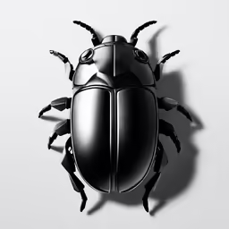 the black beetle is mounted on a white wall