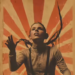 an abstract image of a person with a bird on her shoulder
