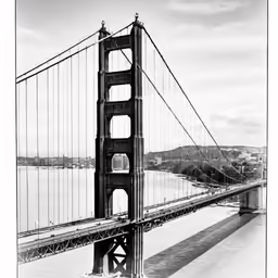 a black and white photo of the golden gate bridge