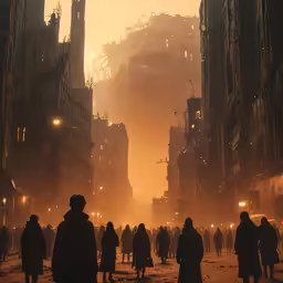 a group of people that are standing in the street