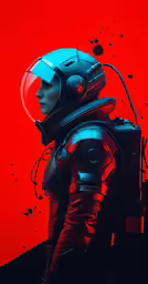 an astronaut holding a sci - fidgets and a camera