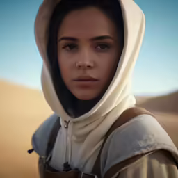 a person is wearing a hooded sweatshirt and a bag