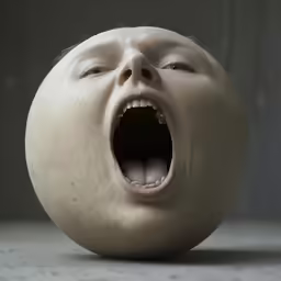 a dummy of a person with its mouth open