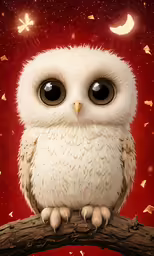 the owl sits on the tree branch near many moths