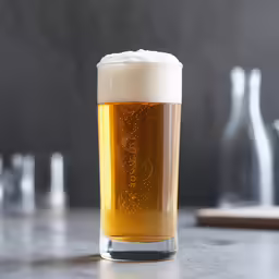 an up close image of the head of a beer glass
