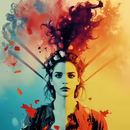 a woman with hair blowing in the wind