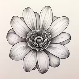 black and white drawing of an artistic flower