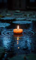 there is a candle in the water that has just been floating