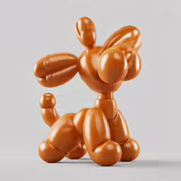 an orange balloon dog that is standing upright